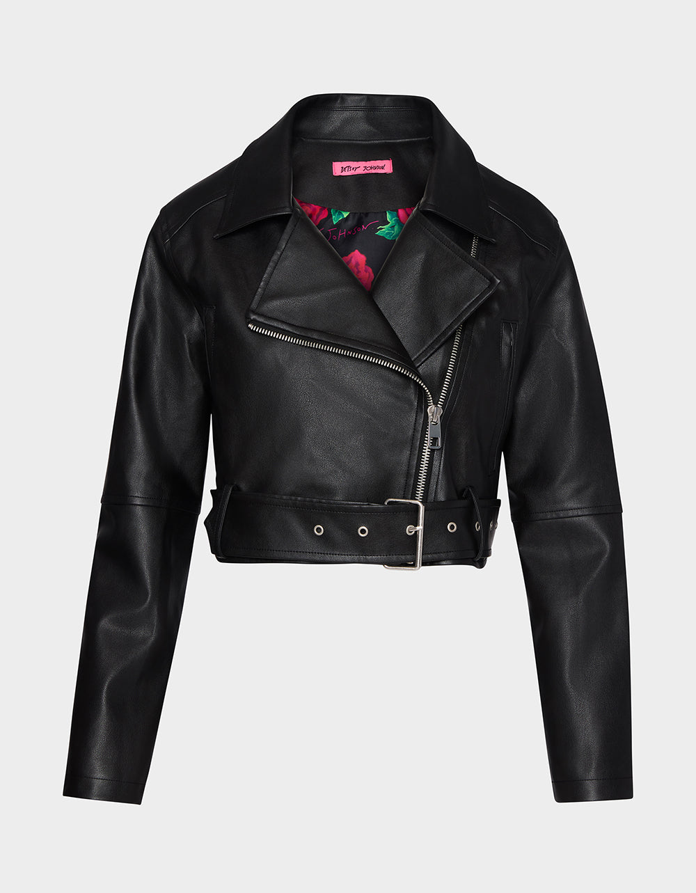 Betsey Johnson Everyday | REBEL ROSE JACKET BLACK Women's Leather Long-Sleeved Jacket