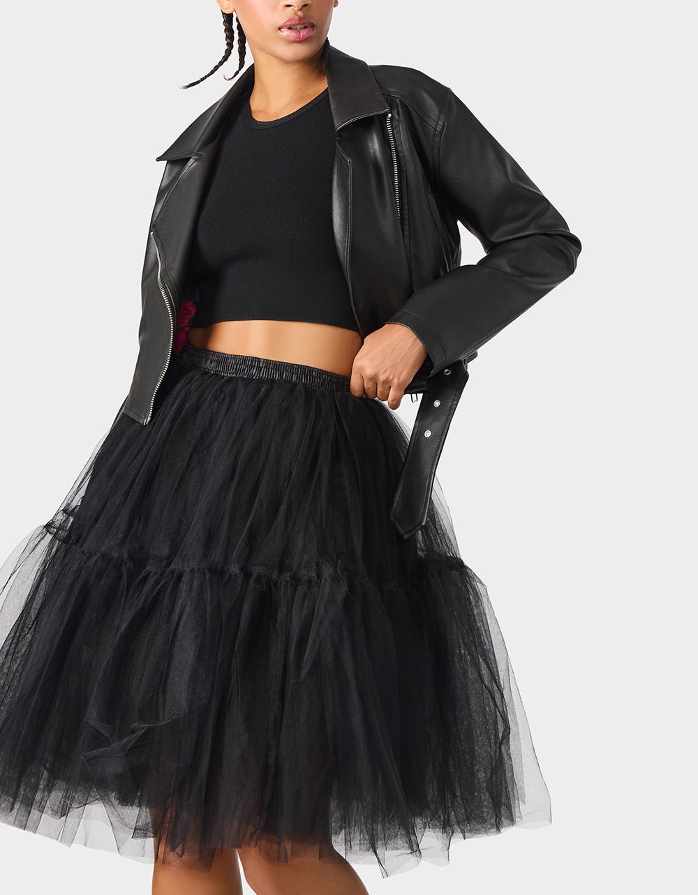 Betsey Johnson Everyday | REBEL ROSE JACKET BLACK Women's Leather Long-Sleeved Jacket