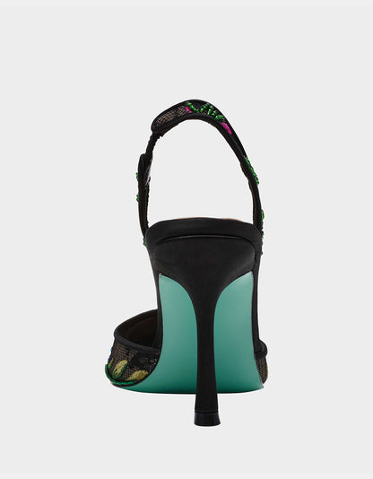 Betsey Johnson Customer Favorite | THE FLOWER CHILD HOLIDAY BUNDLE Women's Mini 3D Flower Dress Black and Floral Heel