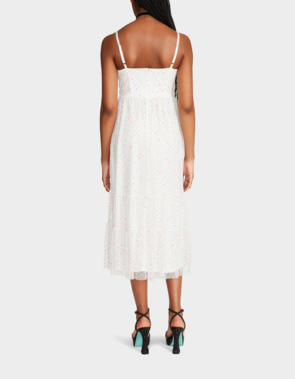 Betsey Johnson Premium | GARDEN VIBES CORSET MIDI DRESS WHITE MULTI