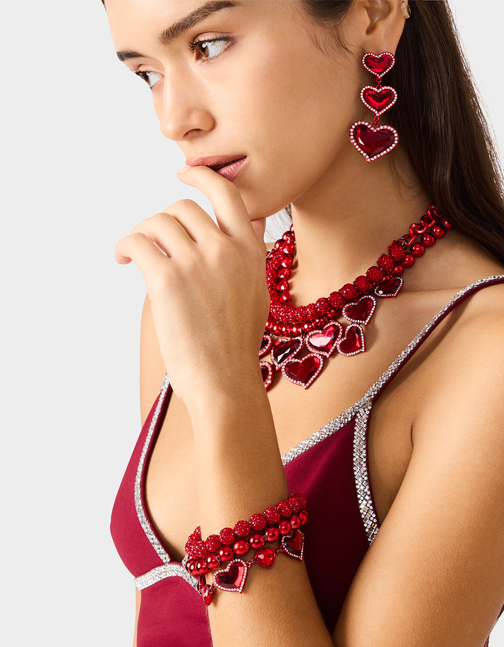Betsey Johnson Latest | LOVE SPELL MULTI BRACELET RED Women's Valentine's Day Heart Bracelet