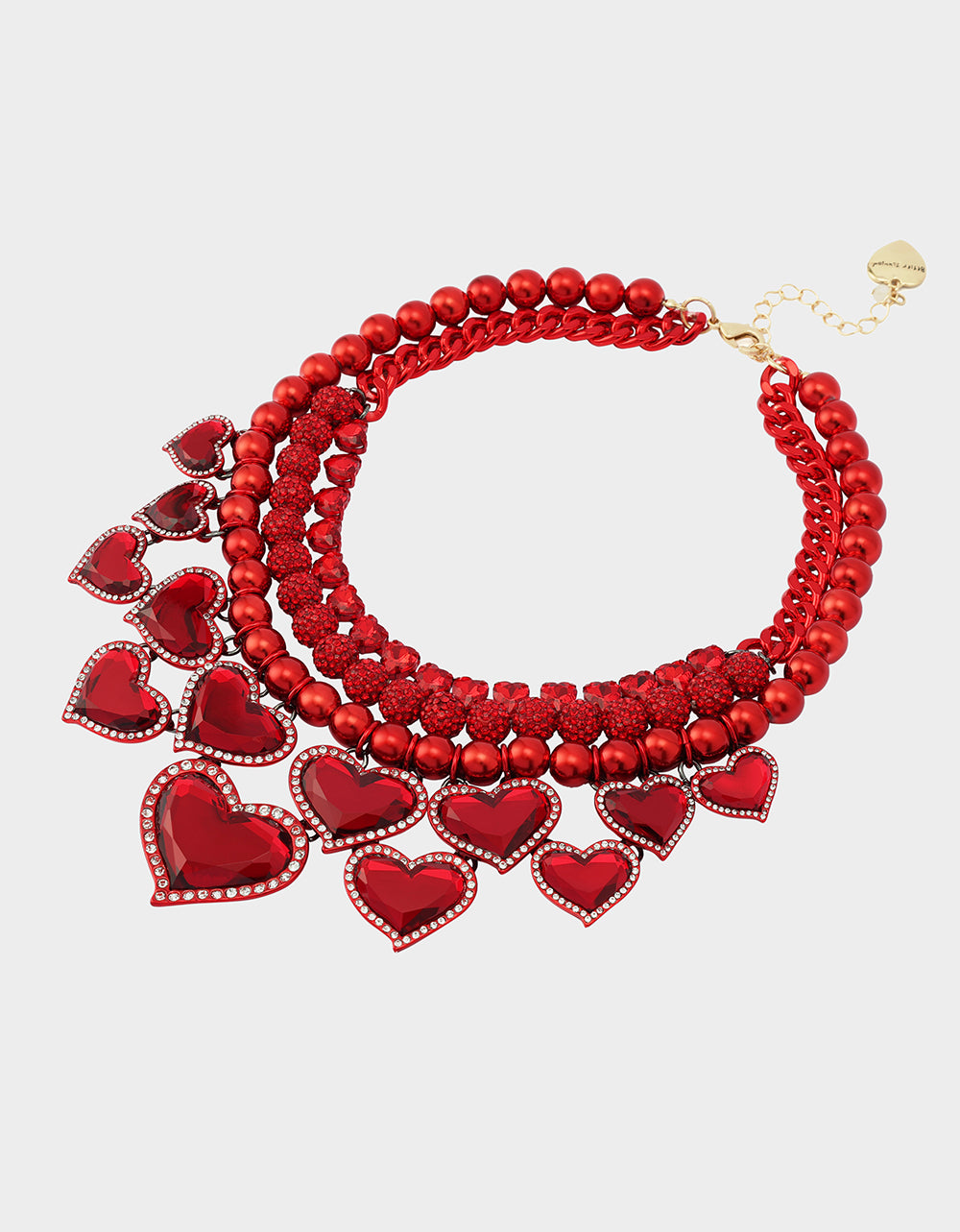 Betsey Johnson Deals | LOVE SPELL BIB NECKLACE RED Women's Valentines' Day Layered Heart Bib Necklace
