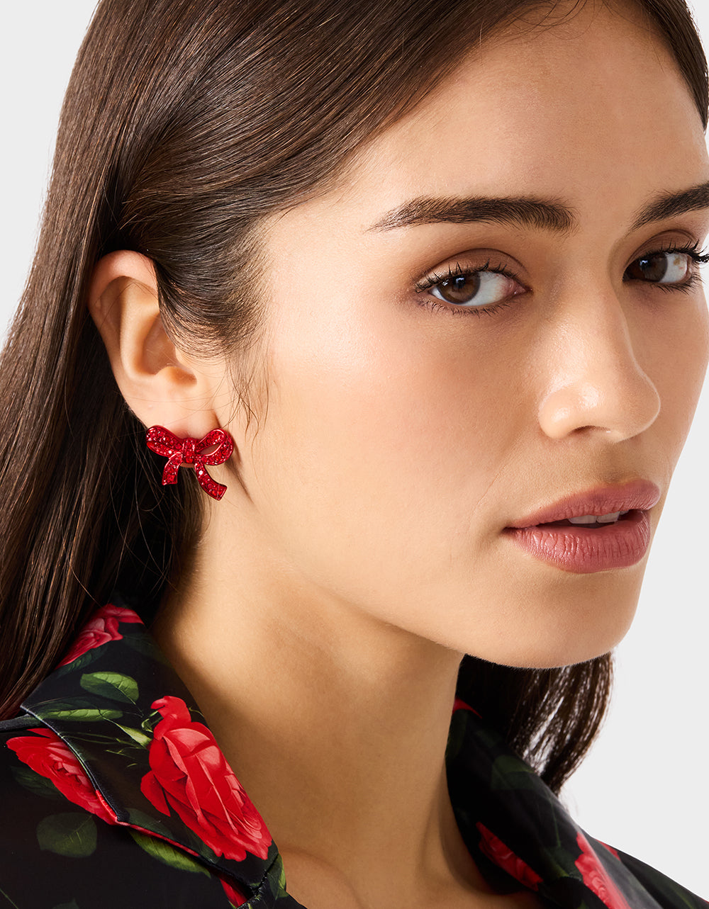 Betsey Johnson Trending | BOW STUD EARRINGS RED Women's Rhinestone Bow Stud Valentine's Day Earrings