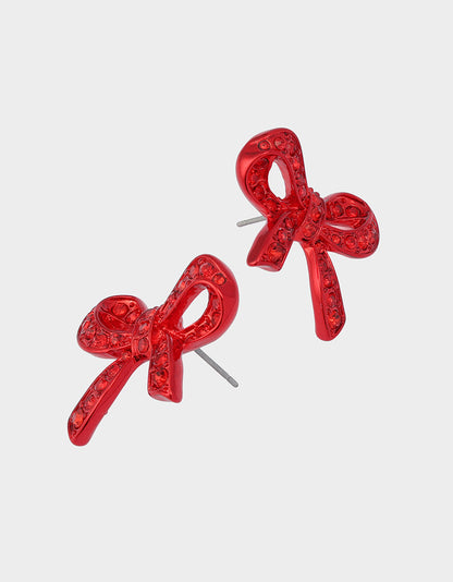 Betsey Johnson Trending | BOW STUD EARRINGS RED Women's Rhinestone Bow Stud Valentine's Day Earrings