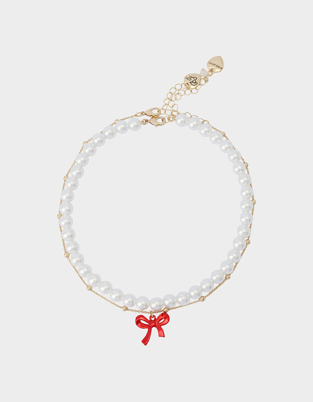 Betsey Johnson Latest | PEARL BOW NECLAKCE SET RED Women's Pearl Bow Valentine's Day Necklace Set