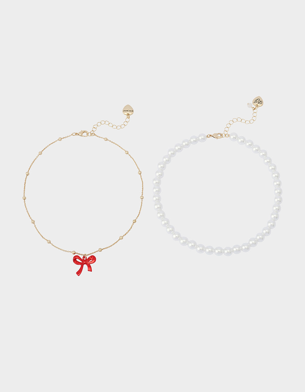 Betsey Johnson Latest | PEARL BOW NECLAKCE SET RED Women's Pearl Bow Valentine's Day Necklace Set