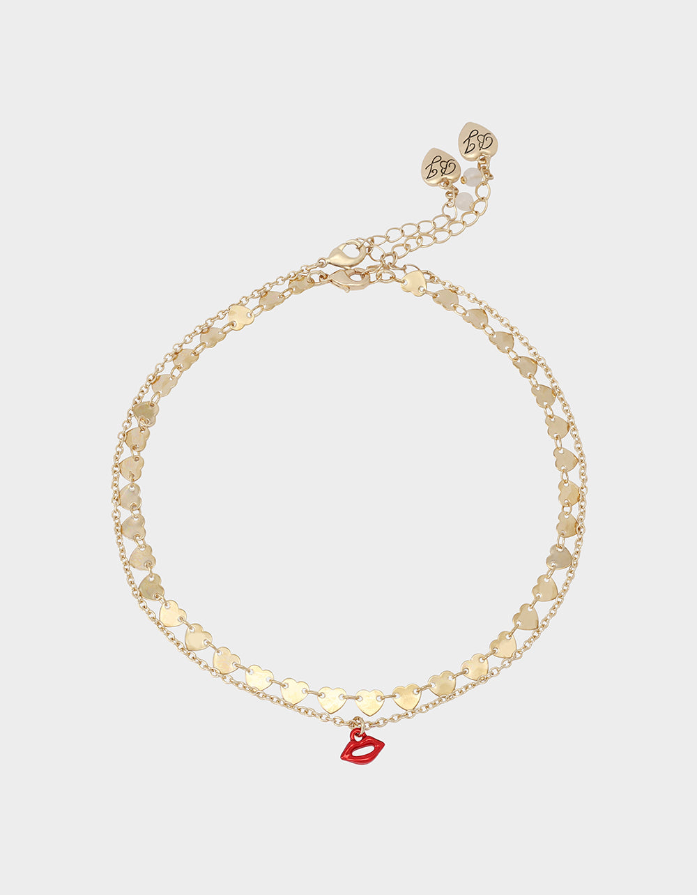 Betsey Johnson Best Price | LIPS NECKLACE SET RED Women's Gold Heart Chain Lip Valentine's Day Necklace Set