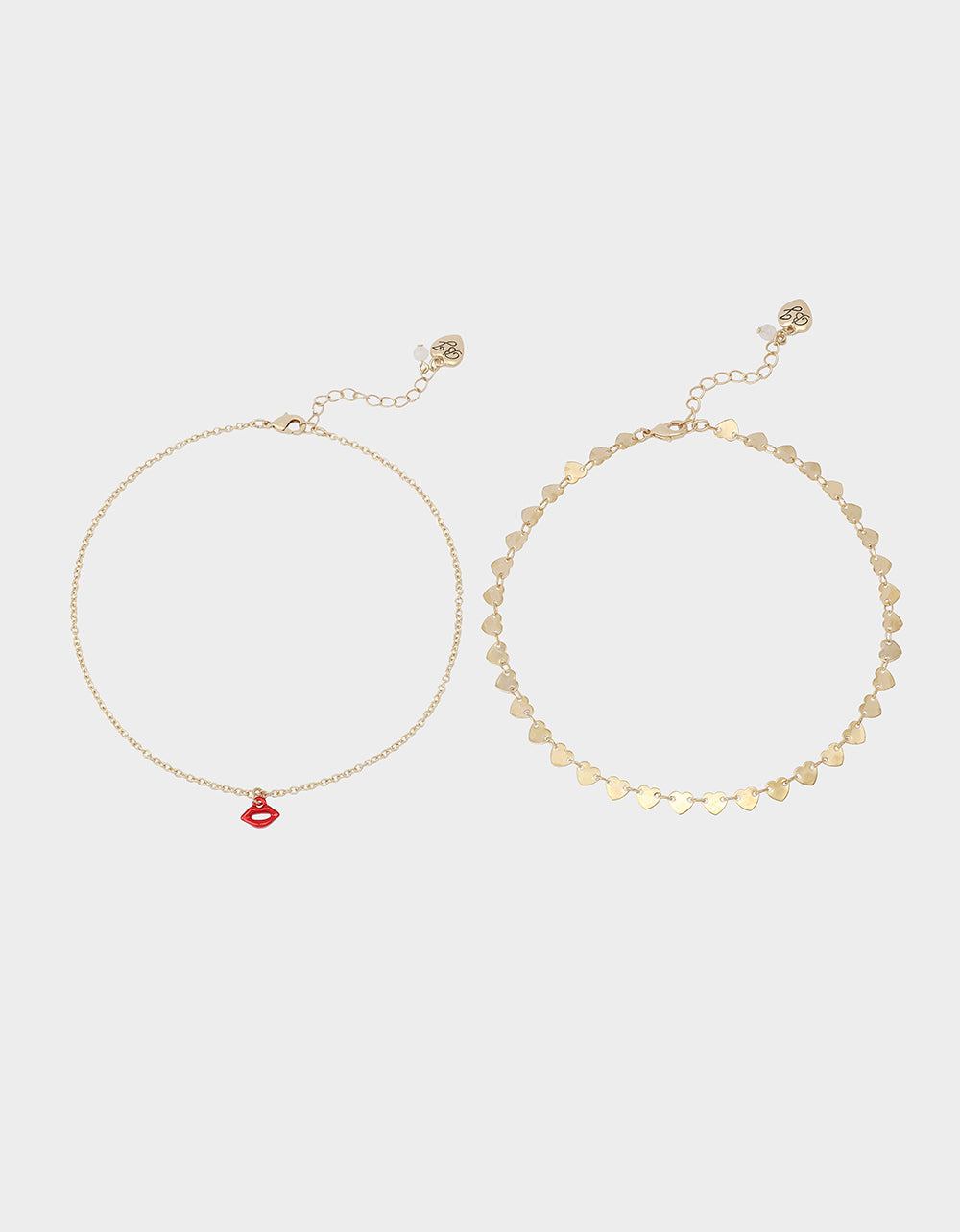 Betsey Johnson Best Price | LIPS NECKLACE SET RED Women's Gold Heart Chain Lip Valentine's Day Necklace Set
