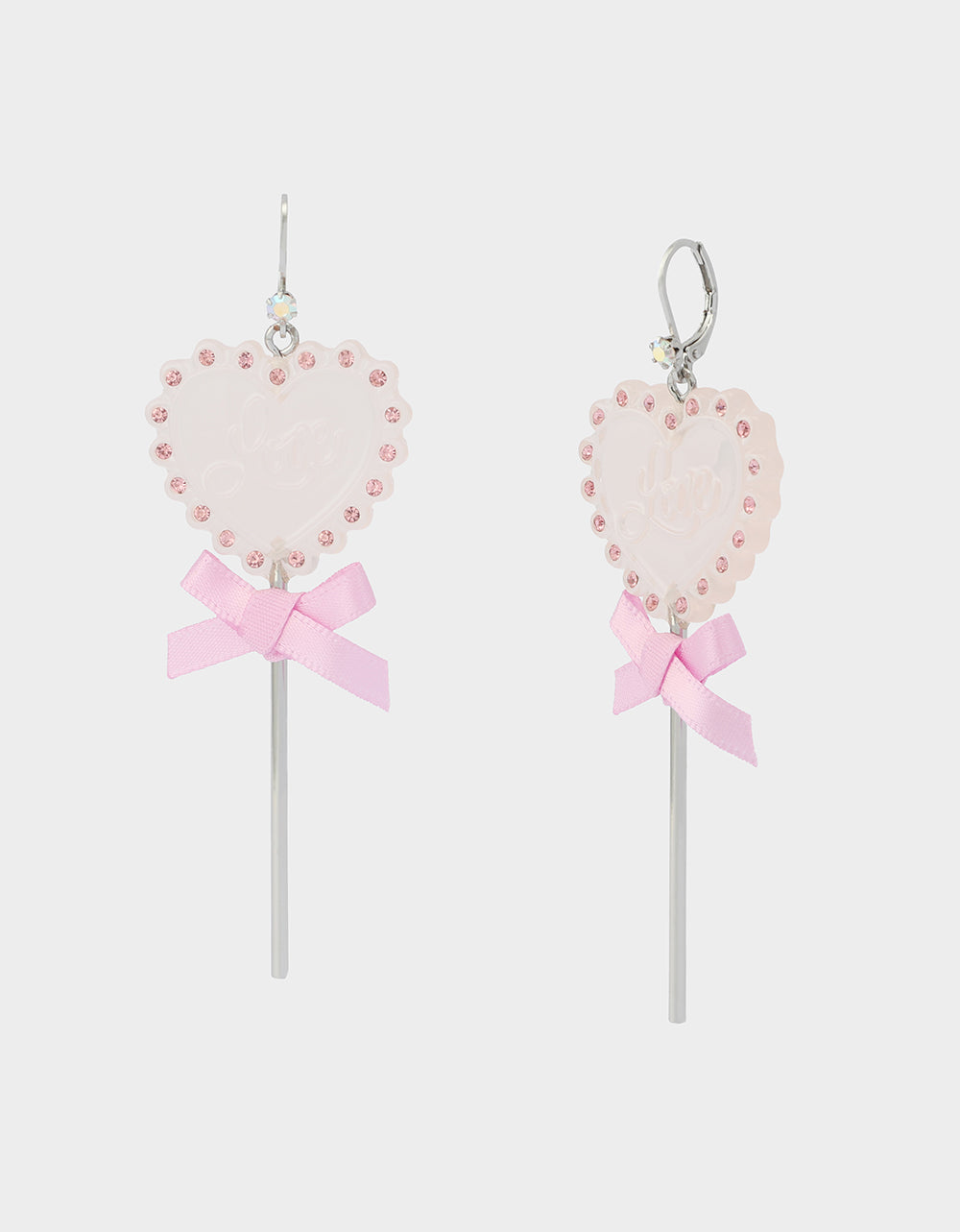 Betsey Johnson Best Price | LOLLIPOP DROP EARRINGS LIGHT PINK Women's Valentine's Day Heart Rhinestone Drop Earrings