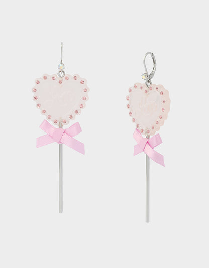 Betsey Johnson Best Price | LOLLIPOP DROP EARRINGS LIGHT PINK Women's Valentine's Day Heart Rhinestone Drop Earrings