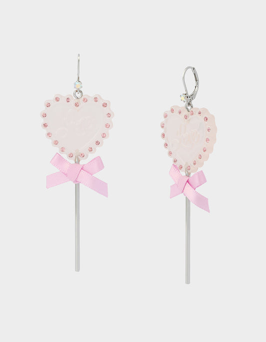 Betsey Johnson Best Price | LOLLIPOP DROP EARRINGS LIGHT PINK Women's Valentine's Day Heart Rhinestone Drop Earrings