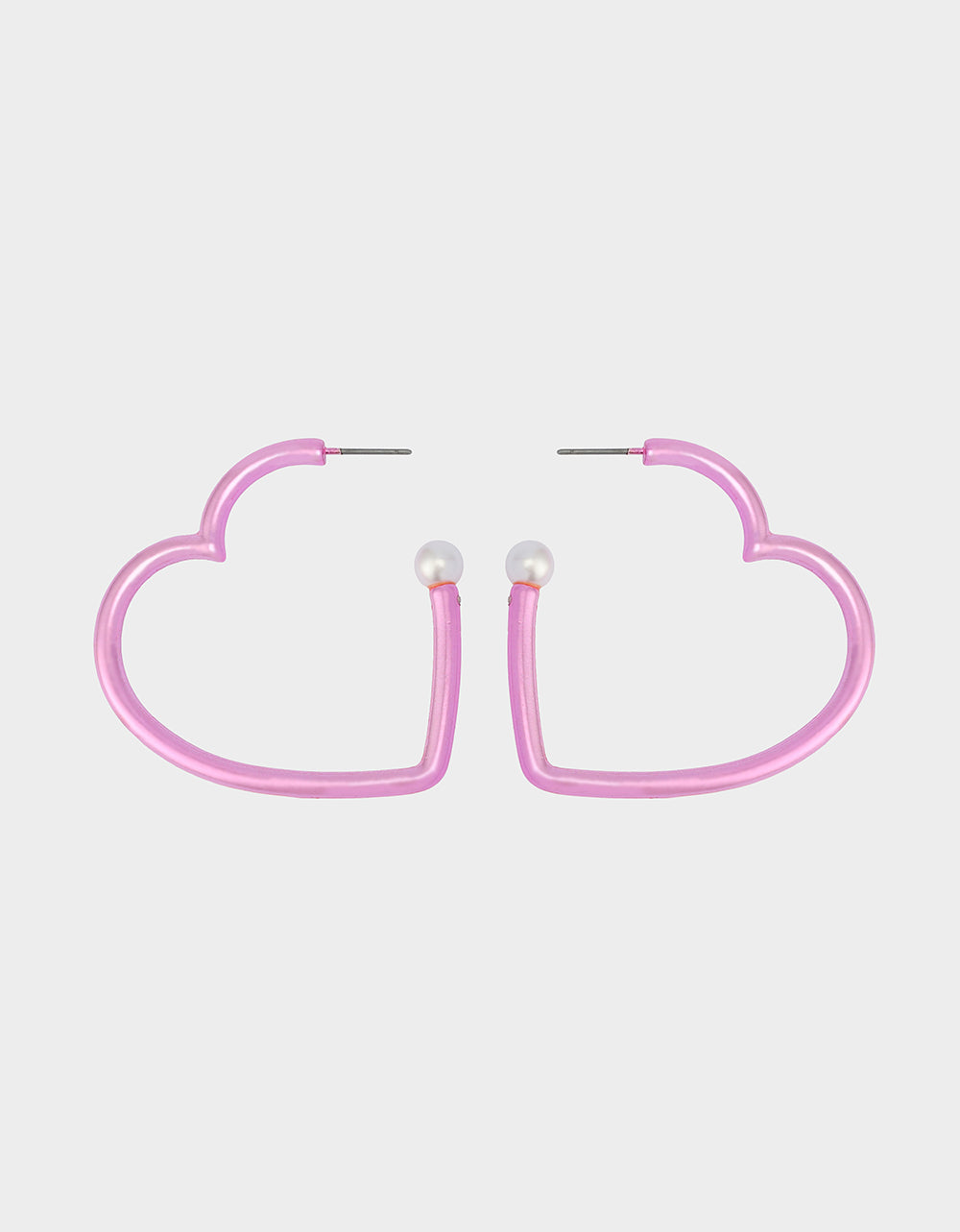 Betsey Johnson Recommended | HEART HOOP EARRINGS PINK/WHITE Women's Valentine's Day Heart Hoop Earrings