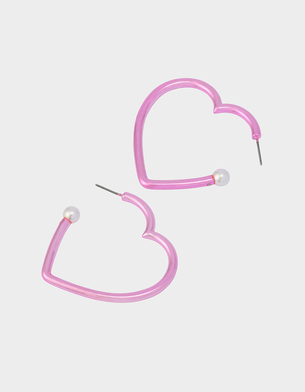 Betsey Johnson Recommended | HEART HOOP EARRINGS PINK/WHITE Women's Valentine's Day Heart Hoop Earrings