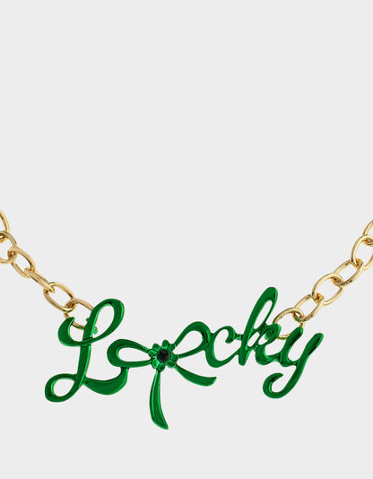 Betsey Johnson Customer Favorite | LUCKY FRONTAL NECKLACE GREEN Women's St. Patrick's Day Bib Necklace