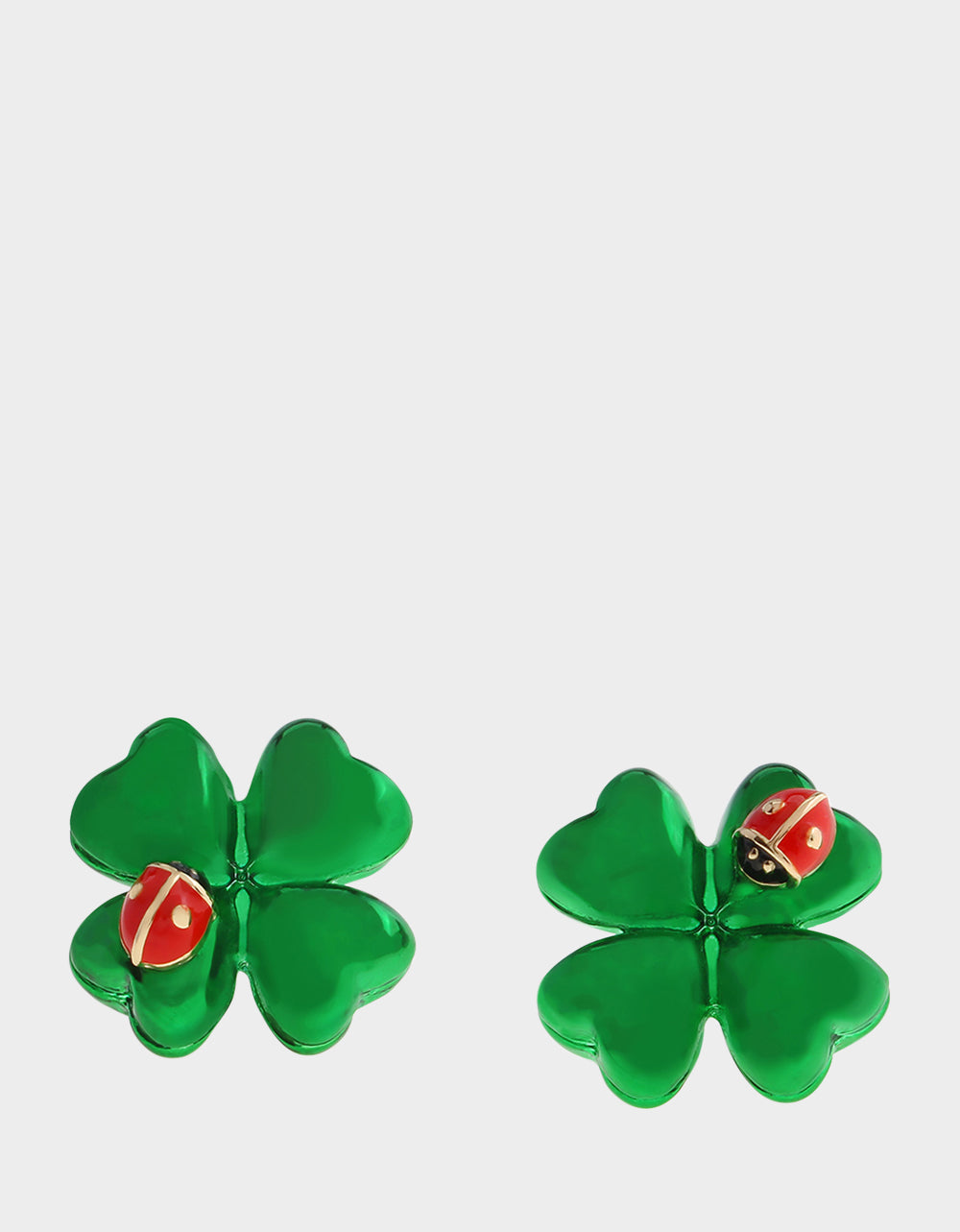 Betsey Johnson Customer Favorite | SHAMROCK LADYBUG STUD EARRINGS GREEN Women's St. Patrick's Day Shamrock Ladybug Earrings