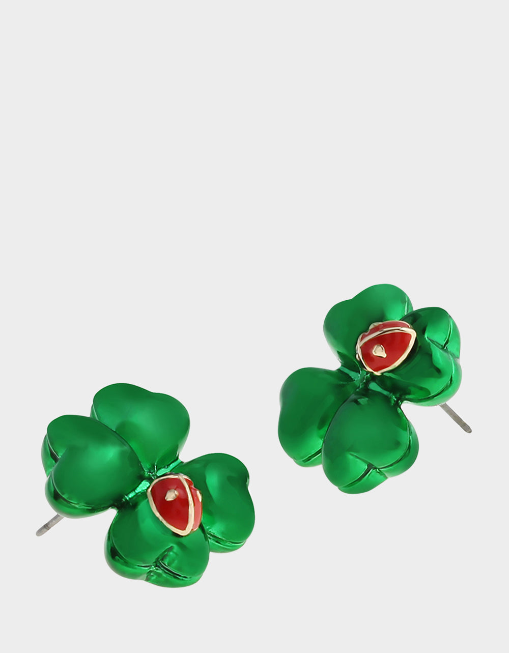 Betsey Johnson Customer Favorite | SHAMROCK LADYBUG STUD EARRINGS GREEN Women's St. Patrick's Day Shamrock Ladybug Earrings
