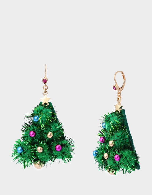 Betsey Johnson Latest | PLUSH TREE DROP EARRINGS FIR GREEN Women's Christmas-Themed Tree Drop Earrings