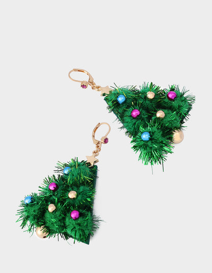 Betsey Johnson Latest | PLUSH TREE DROP EARRINGS FIR GREEN Women's Christmas-Themed Tree Drop Earrings