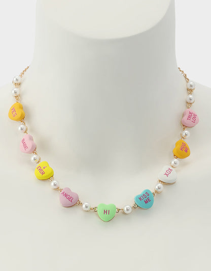 Betsey Johnson Featured | SWEETHEART COLLAR NECKLACE MULTI Women's Valentine's Day Candy Hearts Necklace