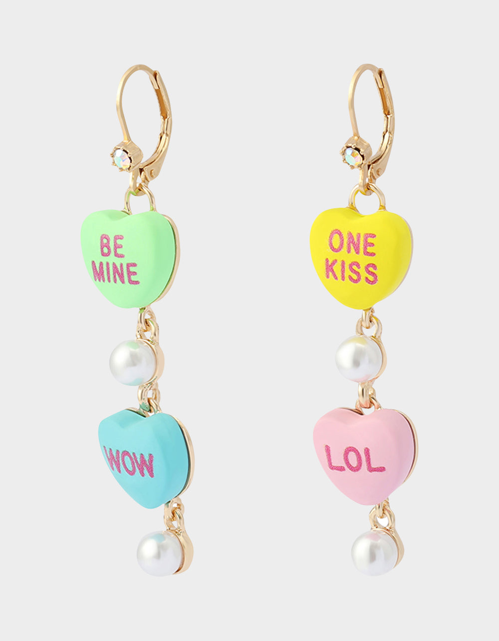 Betsey Johnson Discount | SWEETHEART LINEAR EARRINGS MULTI Women's Valentine's Day Candy Hearts Earrings