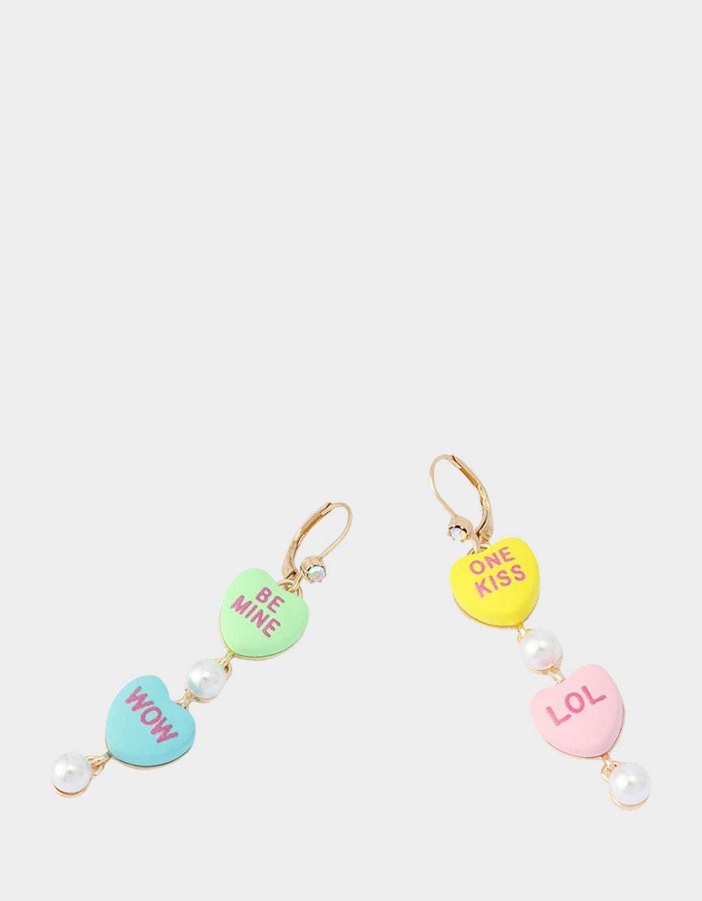 Betsey Johnson Discount | SWEETHEART LINEAR EARRINGS MULTI Women's Valentine's Day Candy Hearts Earrings