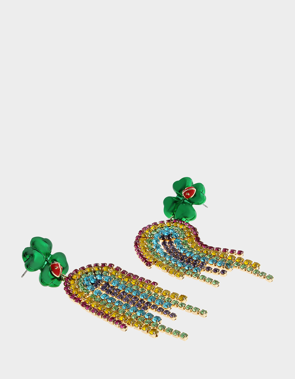 Betsey Johnson Featured | SHAMROCK RAINBOW CHANDELIER EARRINGS MULTI Women's St. Patrick's Day Shamrock Rainbow Earrings