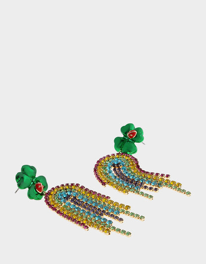 Betsey Johnson Featured | SHAMROCK RAINBOW CHANDELIER EARRINGS MULTI Women's St. Patrick's Day Shamrock Rainbow Earrings