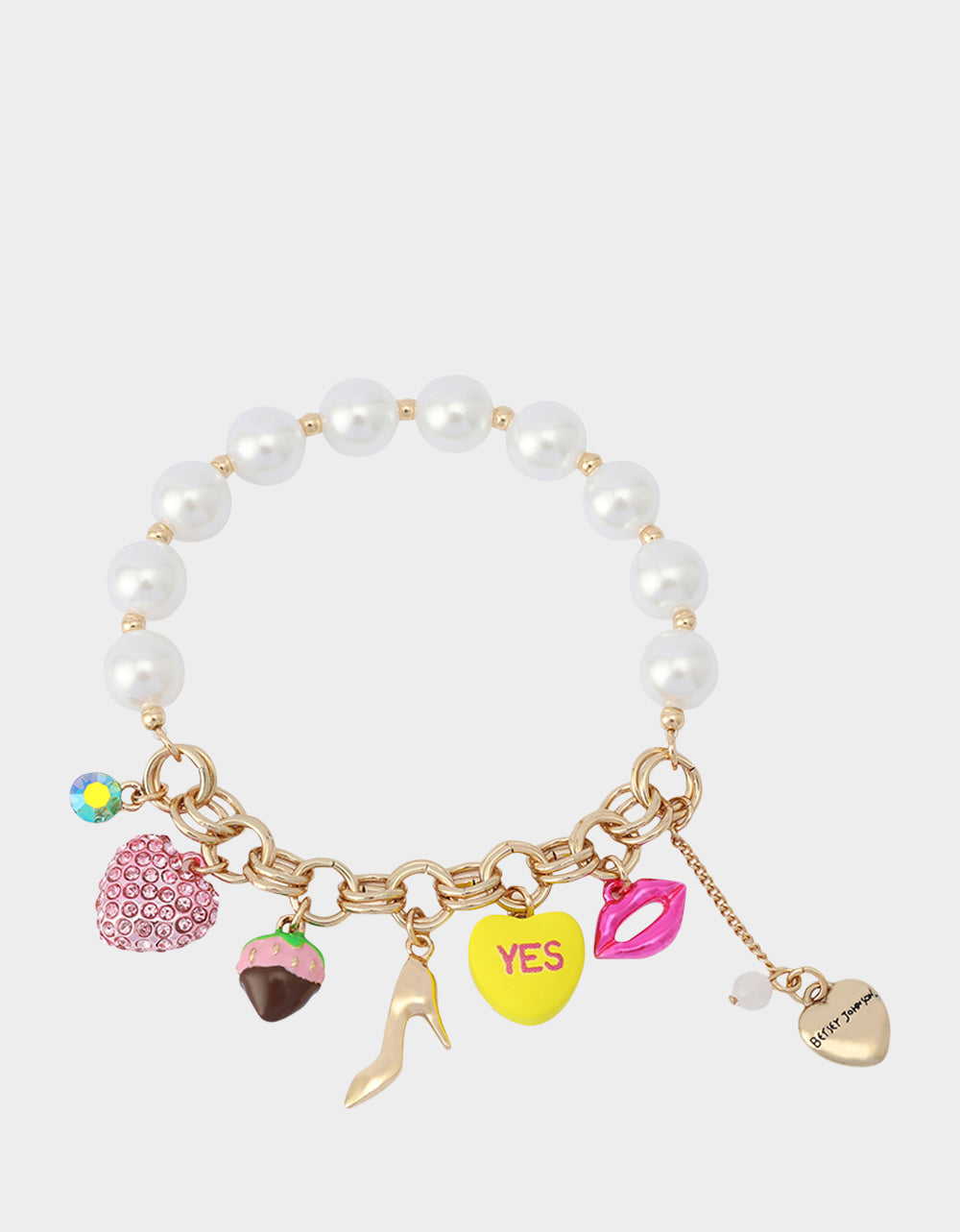 Betsey Johnson Great Value | SWEETHEART CHARM STRETCH BRACELET PEARL Women's Valentine's Day Stretch Charm Pearl Bracelet