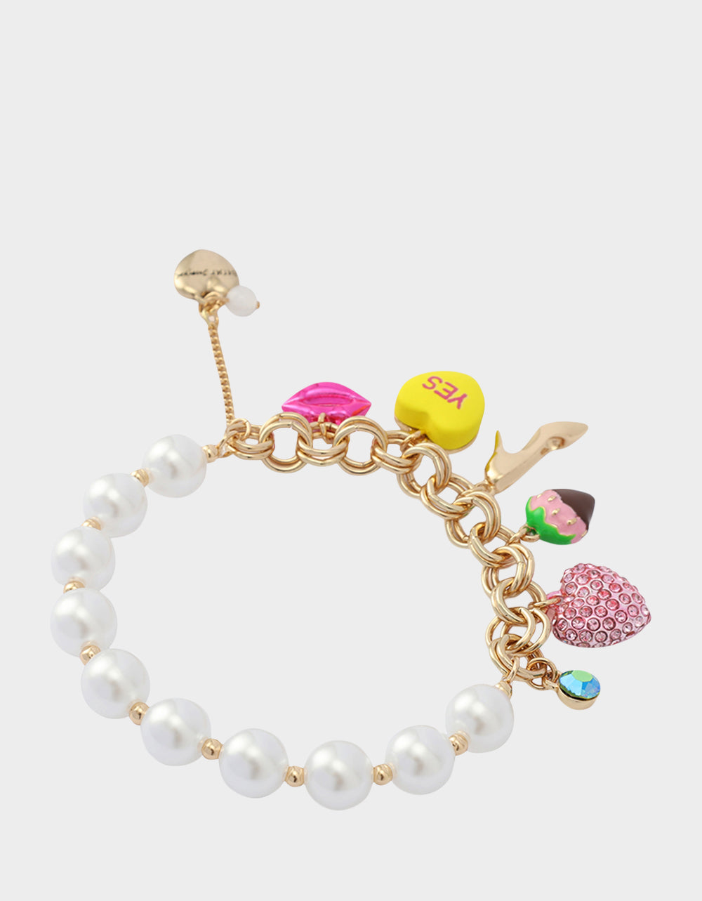 Betsey Johnson Great Value | SWEETHEART CHARM STRETCH BRACELET PEARL Women's Valentine's Day Stretch Charm Pearl Bracelet