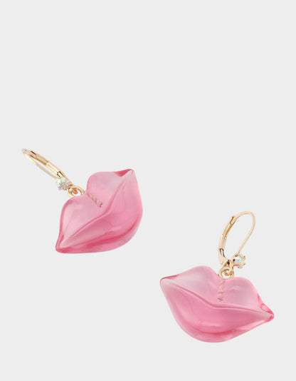 Betsey Johnson Premium | LIPS LEVER BACK EARRINGS PINK Women's Valentine's Day Drop Lips Earrings
