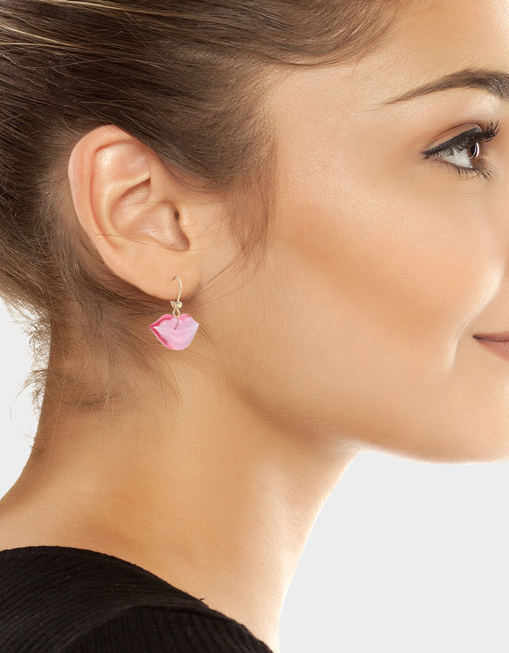 Betsey Johnson Premium | LIPS LEVER BACK EARRINGS PINK Women's Valentine's Day Drop Lips Earrings