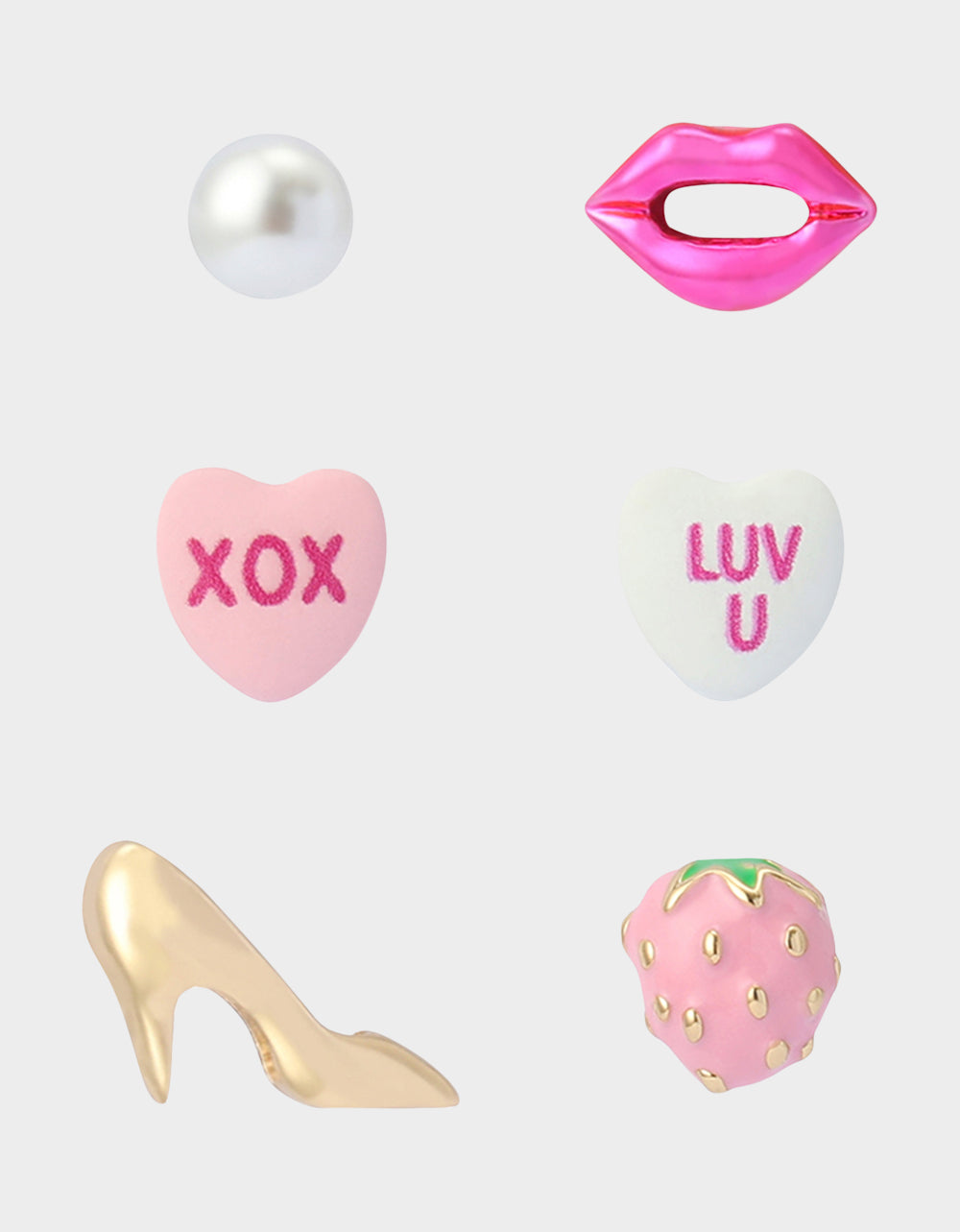 Betsey Johnson Quality | MISMATCH XOXO STUD SET PINK Women's Valentine's Day Stud Earrings