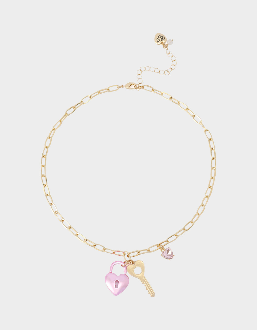 Betsey Johnson Quality | HEART LOCK SHORT PENDANT NECKLACE PINK Women's Valentine's Day Heart Pendant Necklace