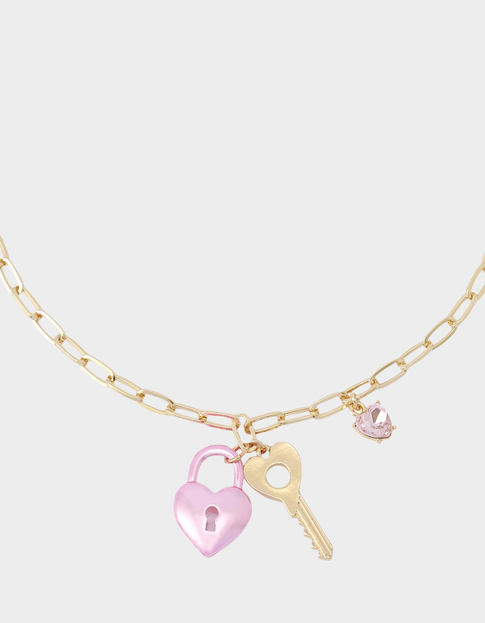 Betsey Johnson Quality | HEART LOCK SHORT PENDANT NECKLACE PINK Women's Valentine's Day Heart Pendant Necklace