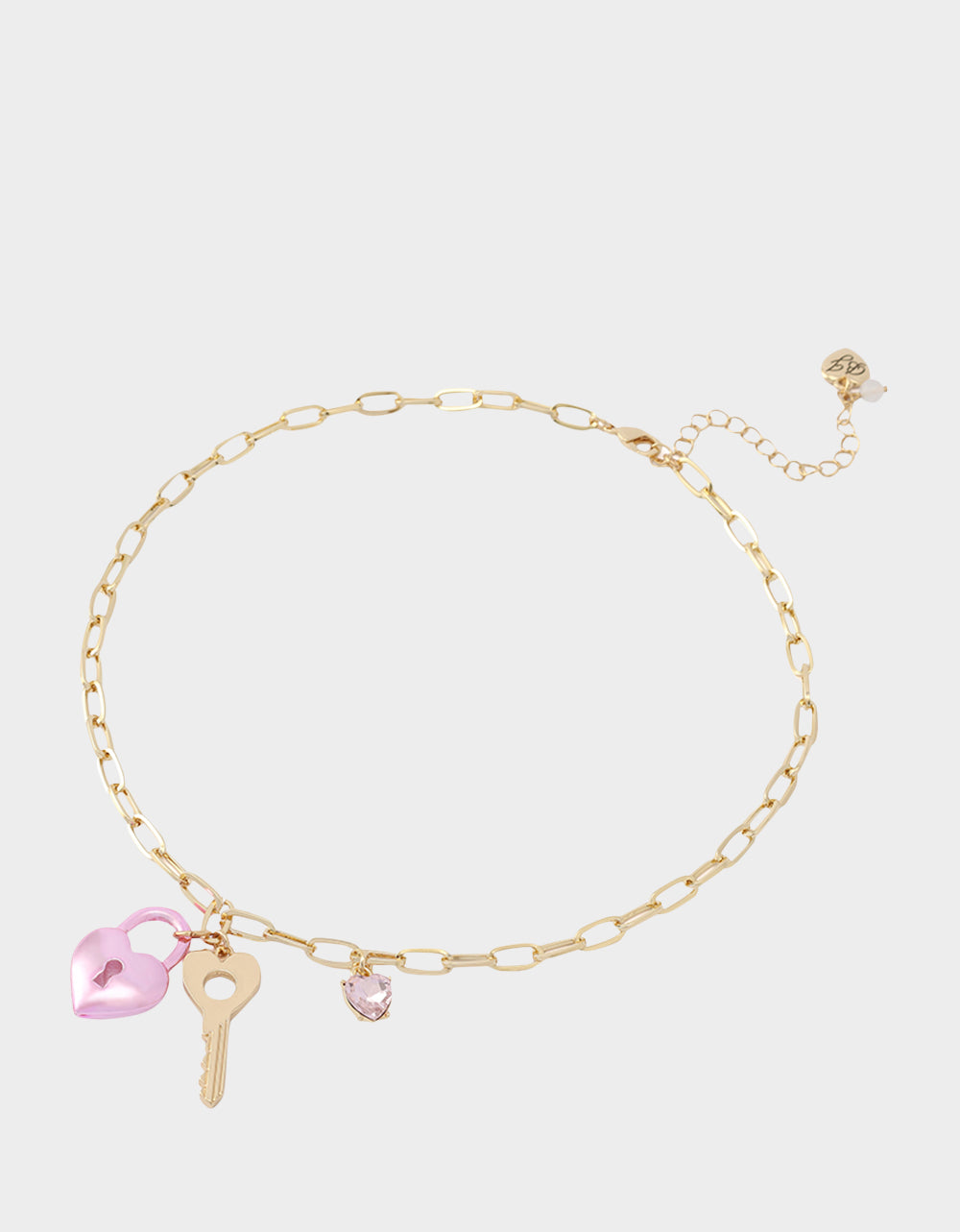 Betsey Johnson Quality | HEART LOCK SHORT PENDANT NECKLACE PINK Women's Valentine's Day Heart Pendant Necklace