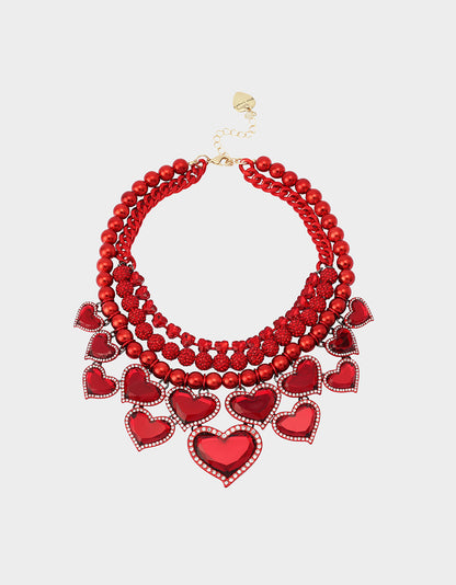 Betsey Johnson Smart Buy | VALENTINE'S LOVE SPELL BUNDLE Women's Valentine's Day Red Heart Necklace and Bracelet Set