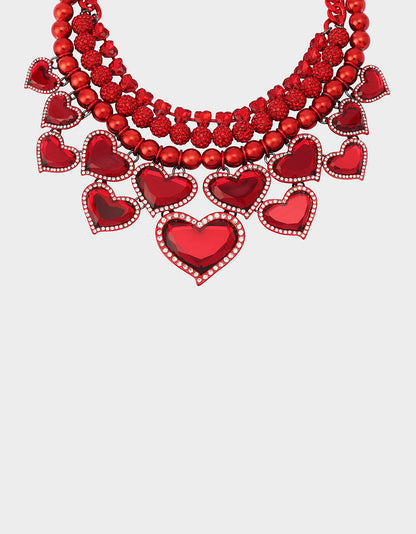 Betsey Johnson Smart Buy | VALENTINE'S LOVE SPELL BUNDLE Women's Valentine's Day Red Heart Necklace and Bracelet Set