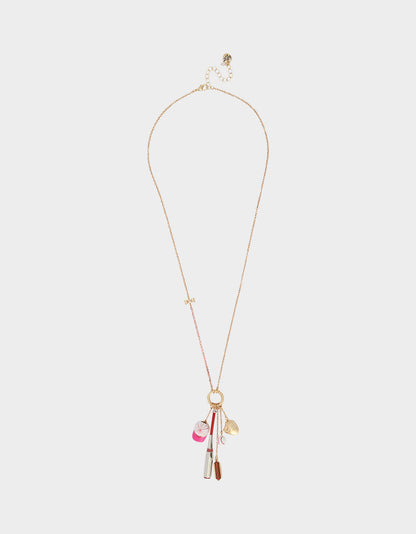 Betsey Johnson Popular | BASEBALL CHARM PENDANT NECKLACE PINK Sports-Themed Rhinestone Women's Necklace