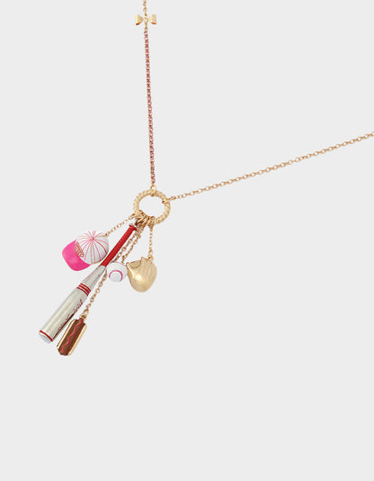 Betsey Johnson Popular | BASEBALL CHARM PENDANT NECKLACE PINK Sports-Themed Rhinestone Women's Necklace