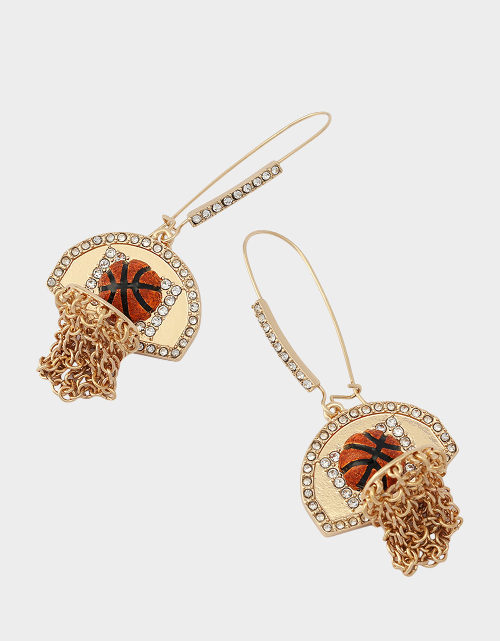Betsey Johnson Featured | BASKETBALL HOOP SHEPPARD HOOK EARRINGS ORANGE Rhinestone Women's Drop Earrings