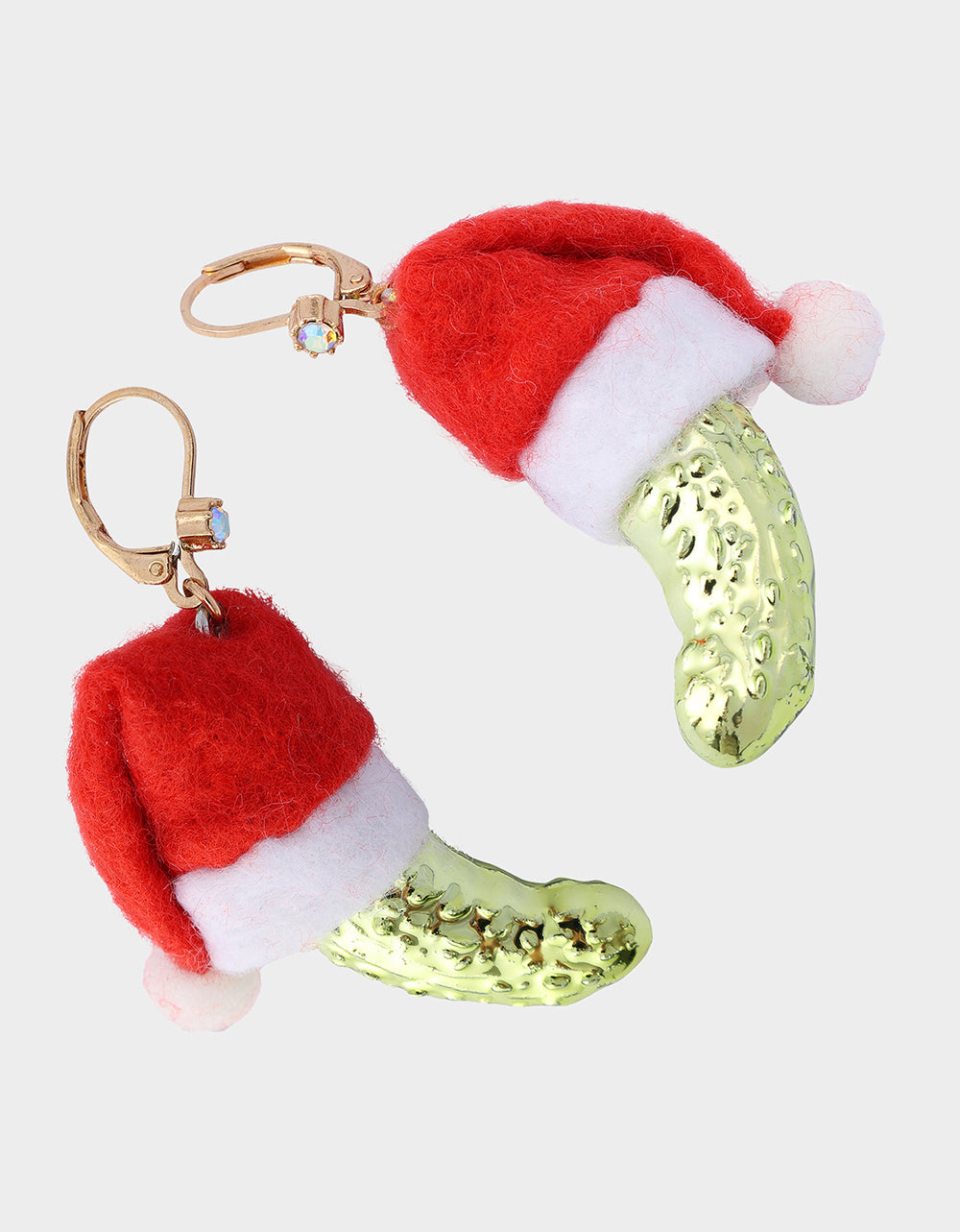 Betsey Johnson Everyday | SANTA BABY PICKLE DROP EARRING GREEN Women's Christmas Holiday Pickle Earrings