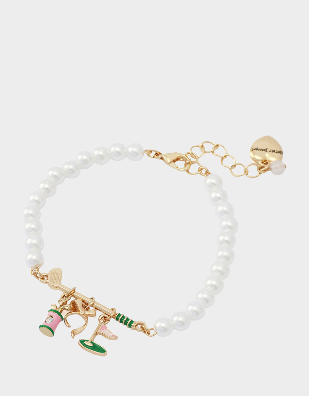 Betsey Johnson Best Price | GOLF FLEX BRACELET GREEN Sports-Themed Pearl Charm Women's Bracelet
