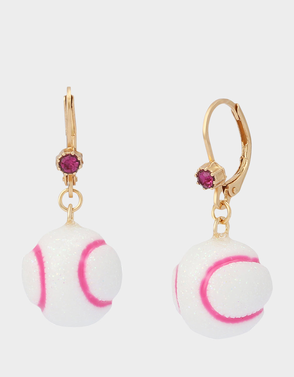 Betsey Johnson Classic | BASEBALL LEVER BACK EARRINGS WHITE Sports-Themed Women's Earrings