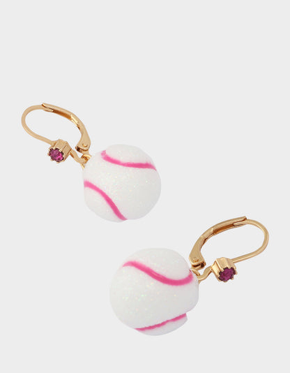 Betsey Johnson Classic | BASEBALL LEVER BACK EARRINGS WHITE Sports-Themed Women's Earrings
