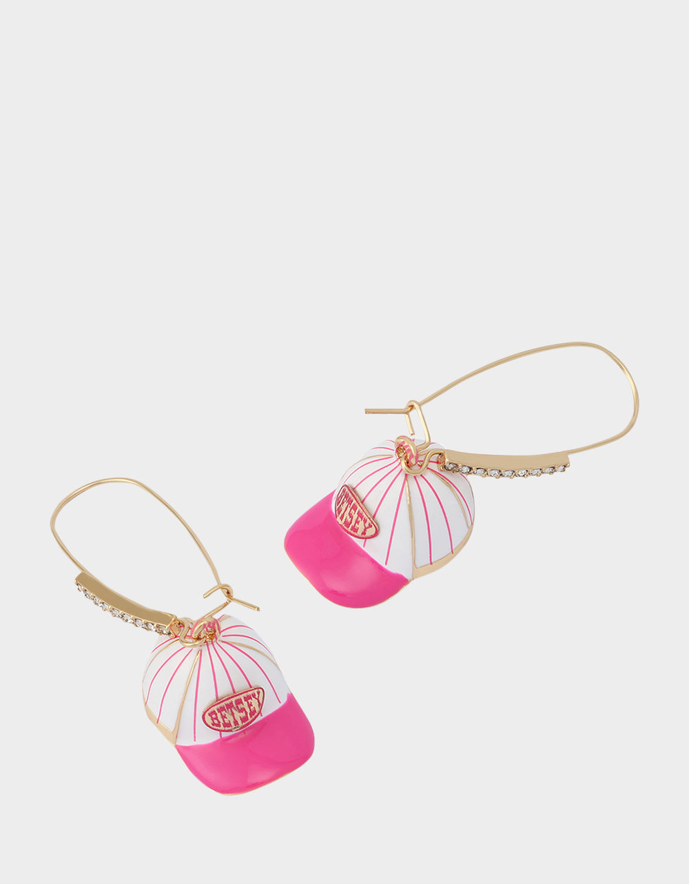 Betsey Johnson Best Price | BASEBALL HAT SHEPPARD HOOK EARRINGS PINK Sport's-Themed Women's Earrings
