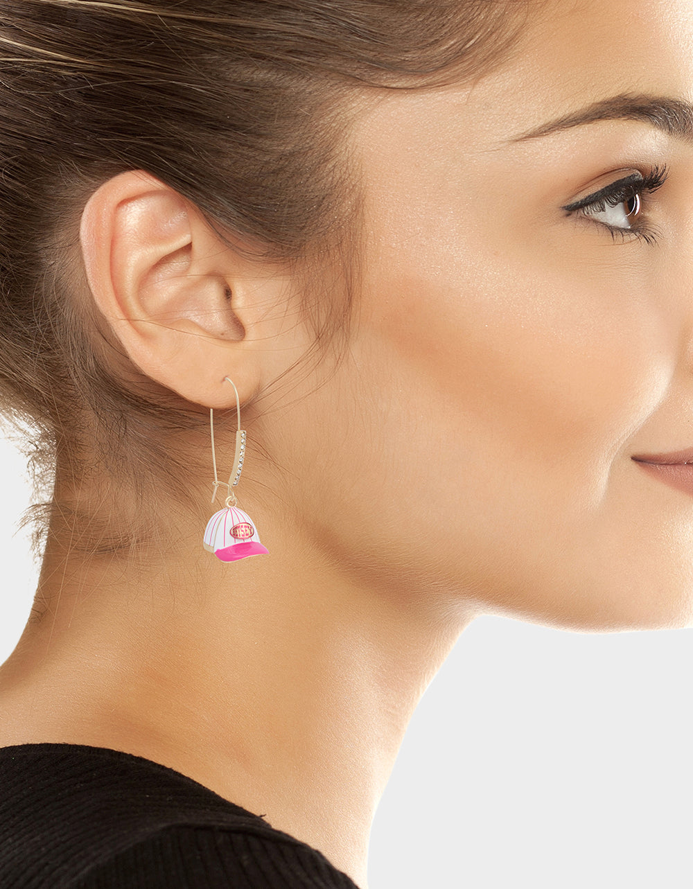 Betsey Johnson Best Price | BASEBALL HAT SHEPPARD HOOK EARRINGS PINK Sport's-Themed Women's Earrings