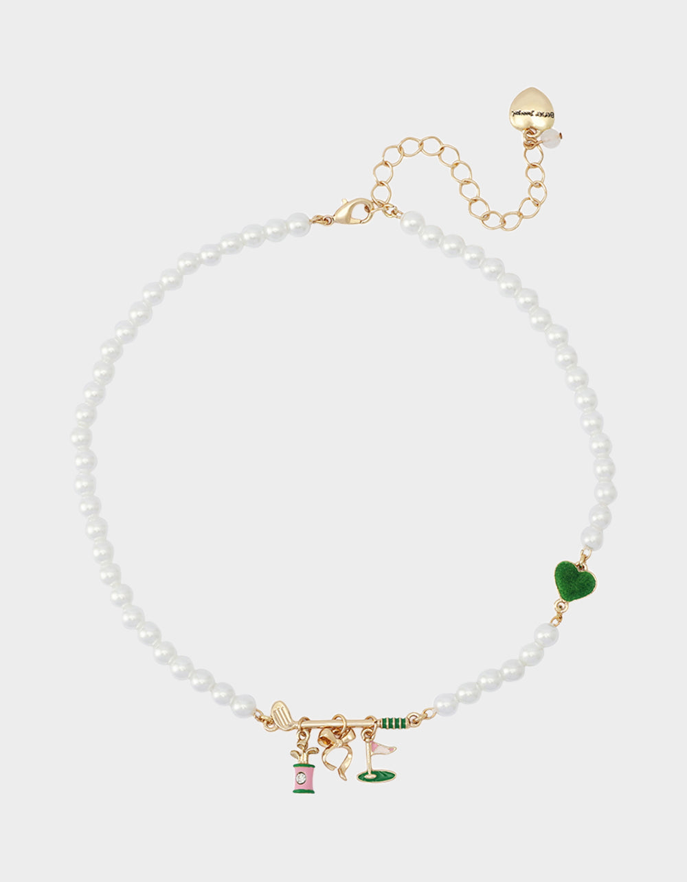 Betsey Johnson Trending | GOLF FRONTAL NECKLACE GREEN Women's Sports-Themed Golf Pearl Necklace