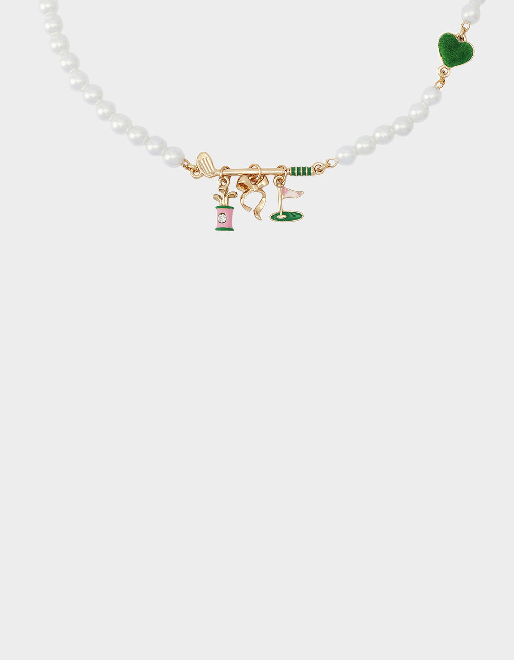 Betsey Johnson Trending | GOLF FRONTAL NECKLACE GREEN Women's Sports-Themed Golf Pearl Necklace