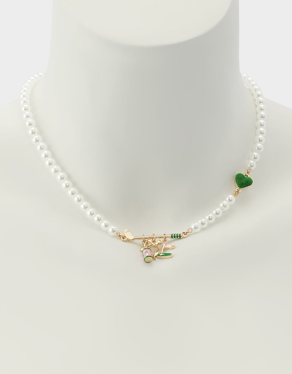 Betsey Johnson Trending | GOLF FRONTAL NECKLACE GREEN Women's Sports-Themed Golf Pearl Necklace