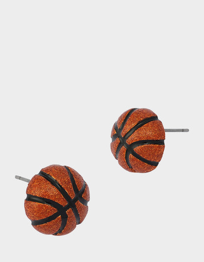 Betsey Johnson Trusted | BASKETBALL STUDS ORANGE Women's Sports-Themed Basketball Stud Earrings